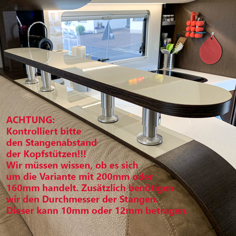 3330 Tablette pour modèles Concorde avec salon rond - Magnolia brillant avec chant en wengé classique / 10mm / 200mm