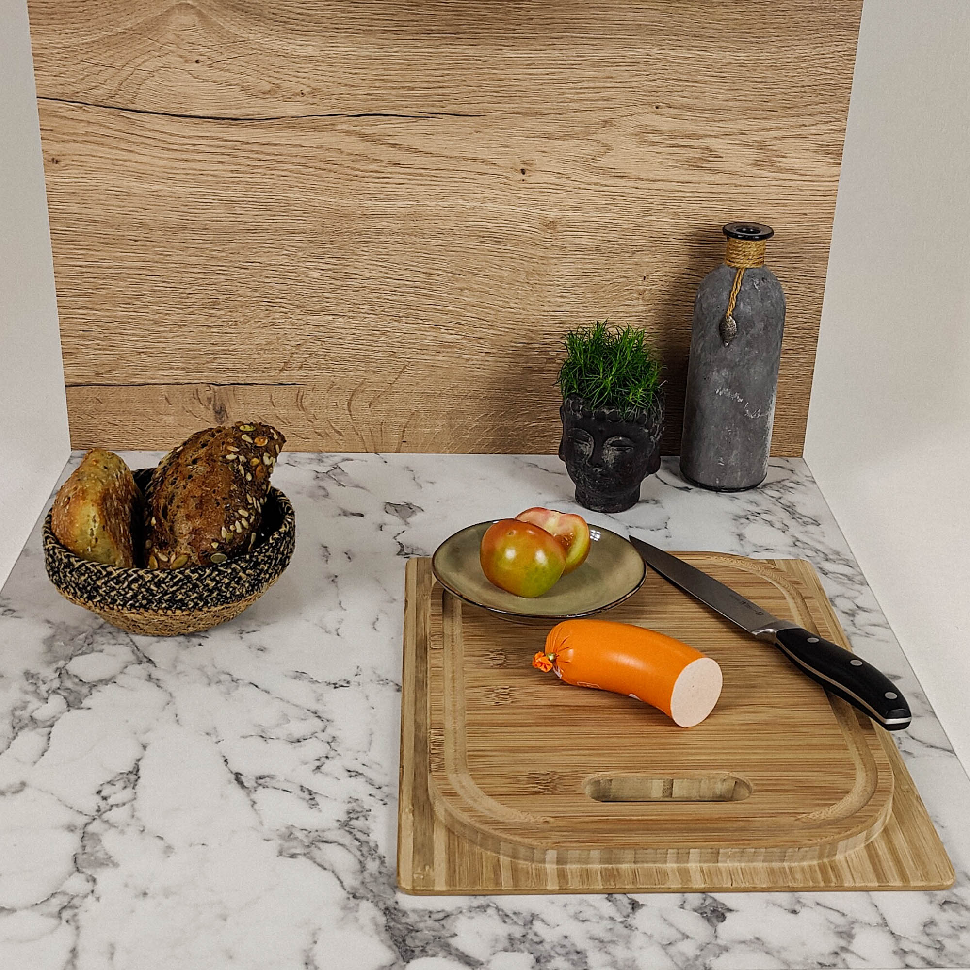 3082-Planche à découper avec couvercle d'évier pour modèles Knaus (rectangulaire) - Bambou Foncé / 258 x 322 mm