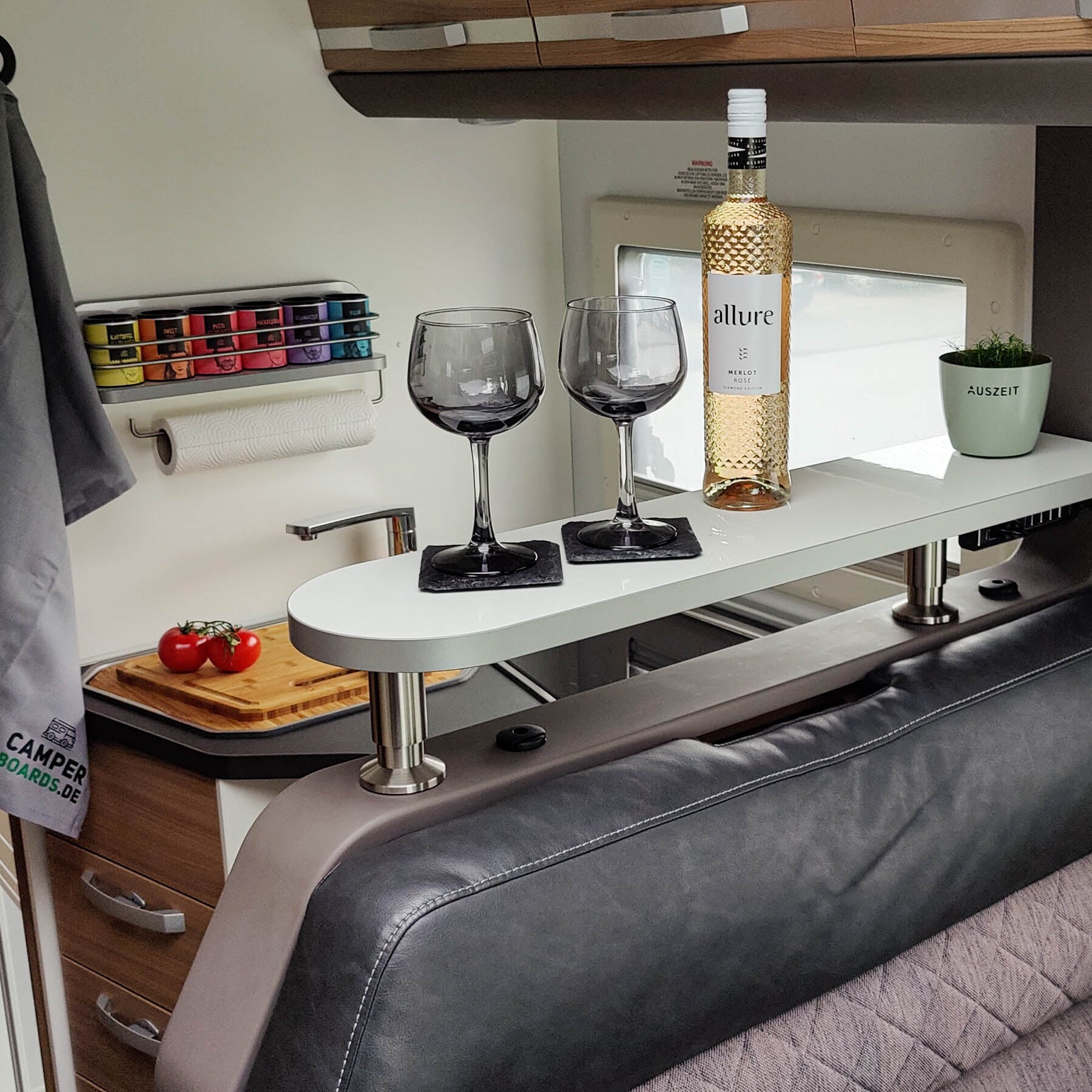 3035 Tablette pour modèles Adria SL de 2018 à 2021 - Blanc brillant avec bord en gris/anthracite / sans rails