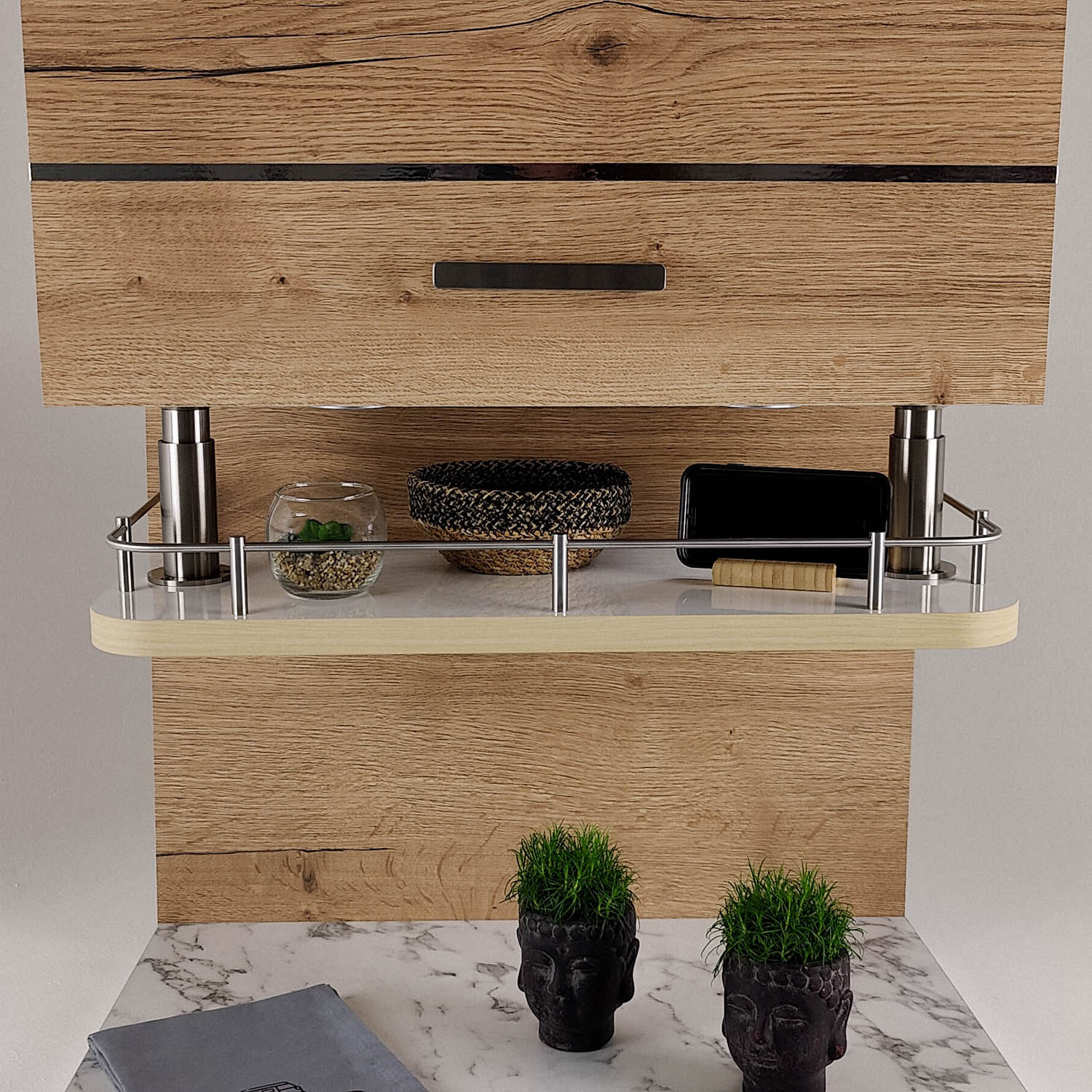 #couleur_blanc brillant avec chant en érable clair