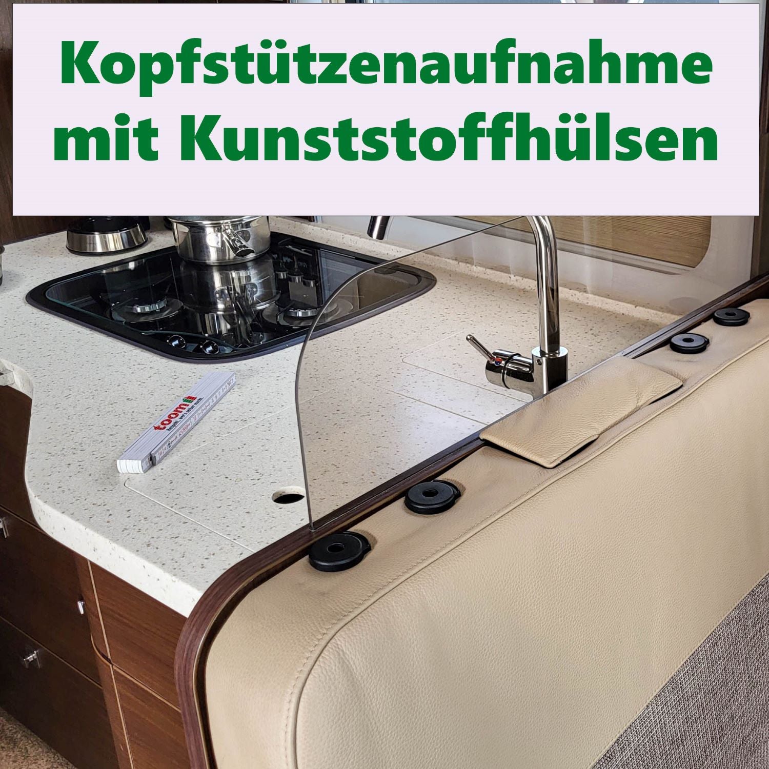 Douilles adaptées à la planche de rangement du camping-car